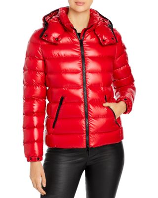 womens red moncler coat with fur hood