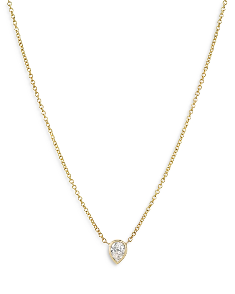 Zoe Lev 14K Yellow Gold Pear Diamond Bezel Pendant Necklace, 16