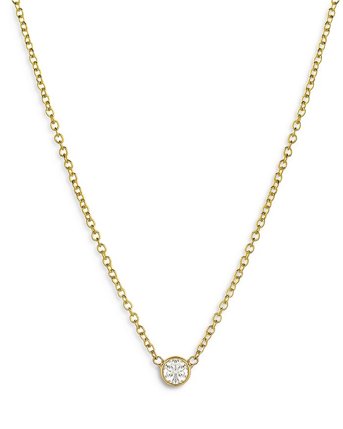 Shop Zoe Lev 14k Yellow Small Bezel Diamond Necklace, 16-18 In Gold
