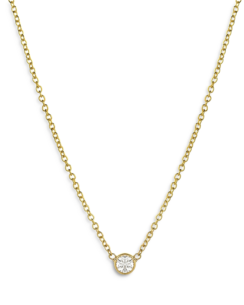 Zoe Lev 14K Yellow Small Bezel Diamond Necklace, 16-18