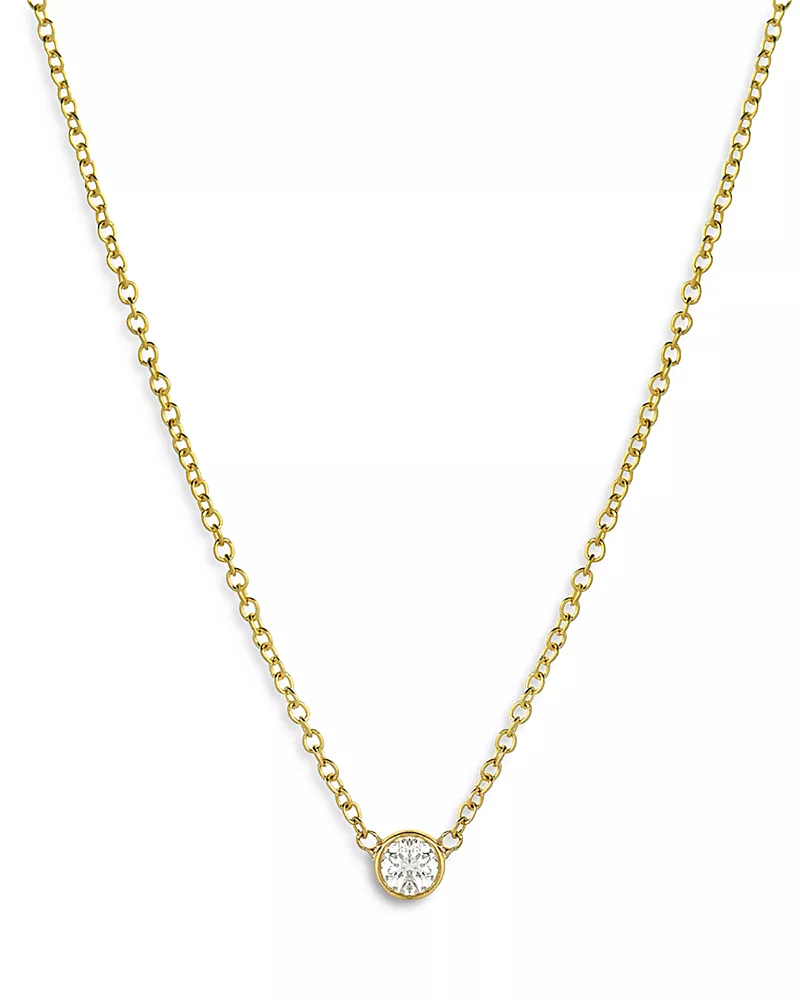Zoe Lev 14K Yellow Small Bezel Diamond Necklace, 16