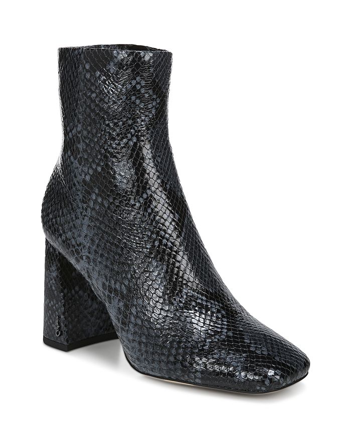 Sam Edelman Women's Codie High Heel Embossed Leather Booties In Blue
