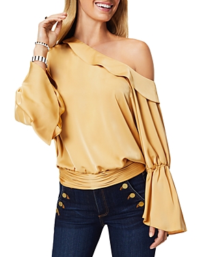 Ramy Brook Sammy Ruffled One Shoulder Blouse In Maple