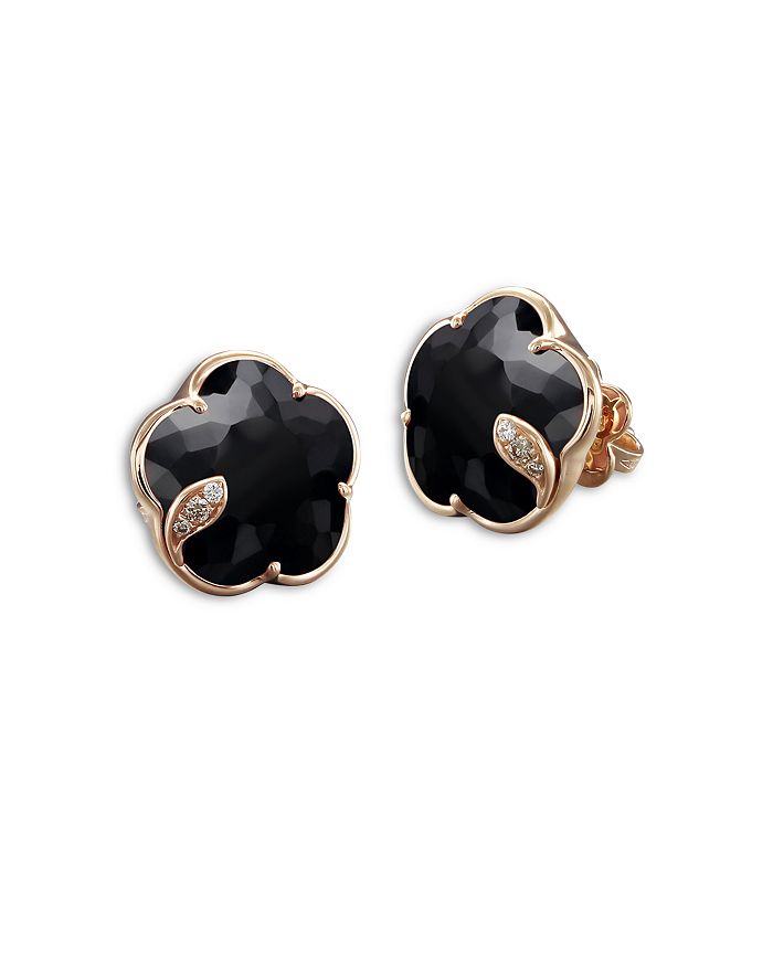 Shop Pasquale Bruni 18k Rose Gold Petit Joli Black Onyx & Diamond Stud Earrings In Black/rose Gold