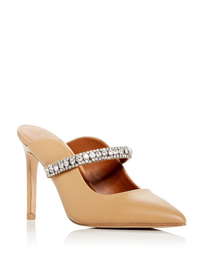 Kurt Geiger Duke Crystal Strap Pointed Toe Mule In Light/pastel