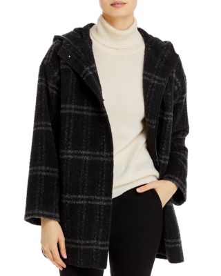 hooded plaid coat