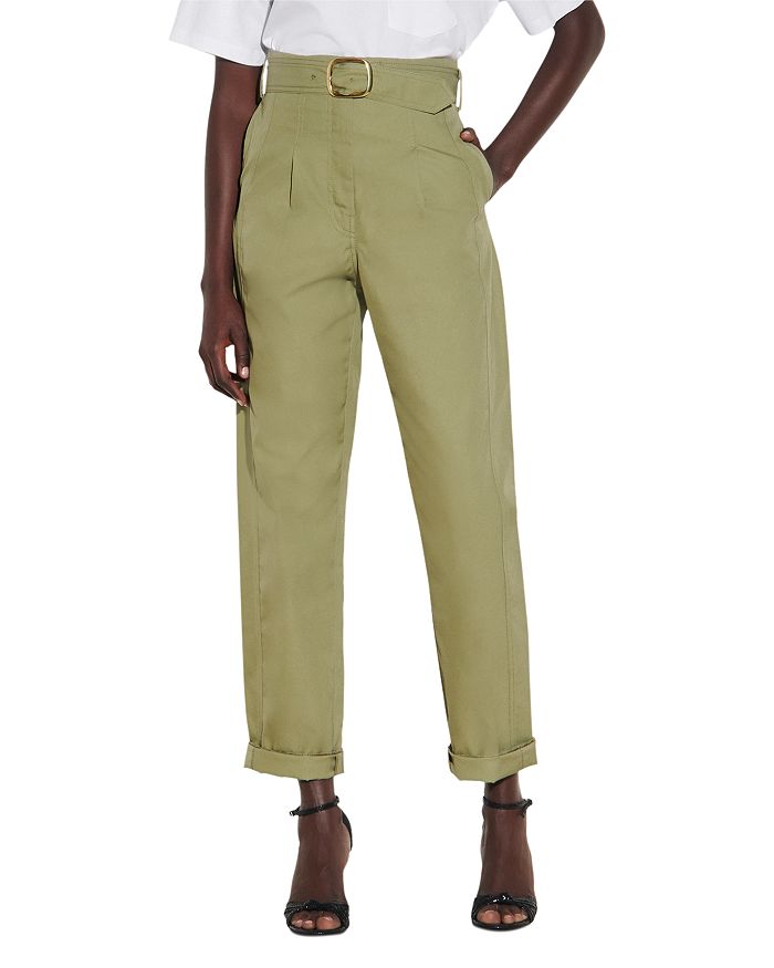 Sandro Allany High-Waisted Belted Pants | Bloomingdale's