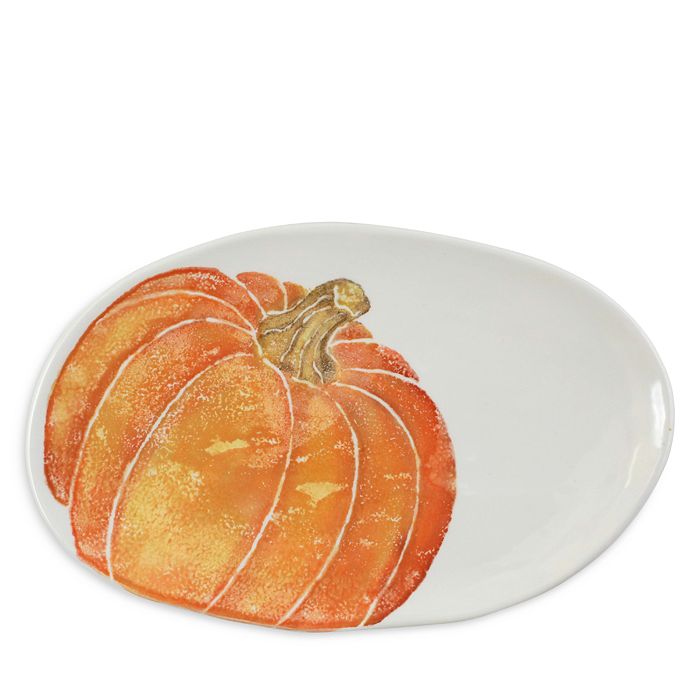 Vietri Pumpkins Small Oval Platter With Pumpkin In Orange