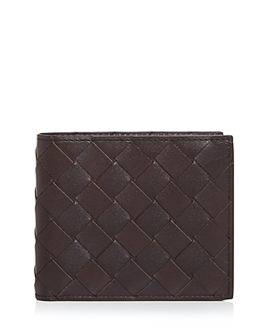 Bottega Veneta Intreciatto Woven Leather Bifold Wallet In Biancomult