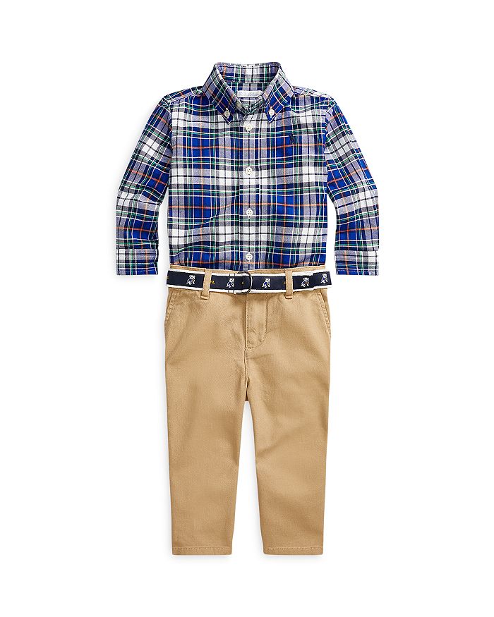 Ralph Lauren Boys Plaid Oxford Shirt Chino Pants Set Baby