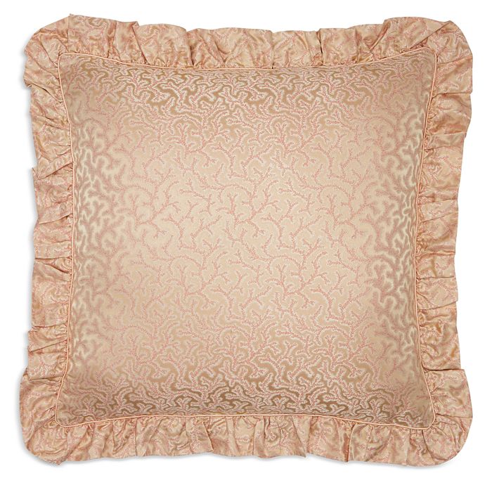 Gingerlily Coral Fern Square Decorative Pillow In Pink