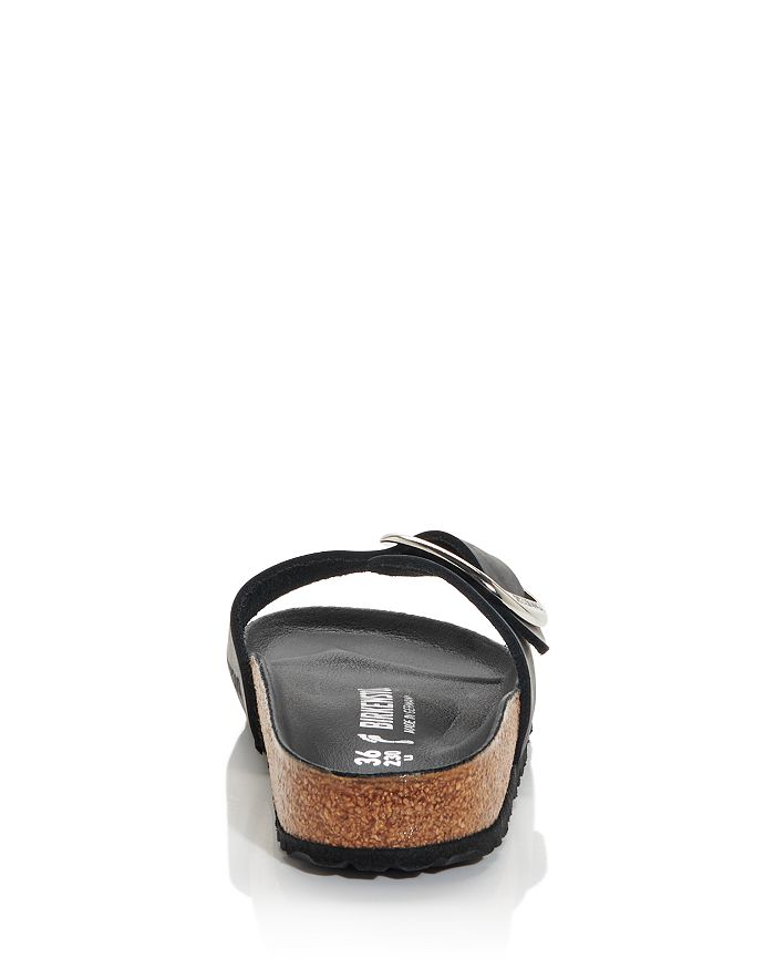 Shop Birkenstock Women's Madrid Big Buckle Sandals In Black Leather/silver