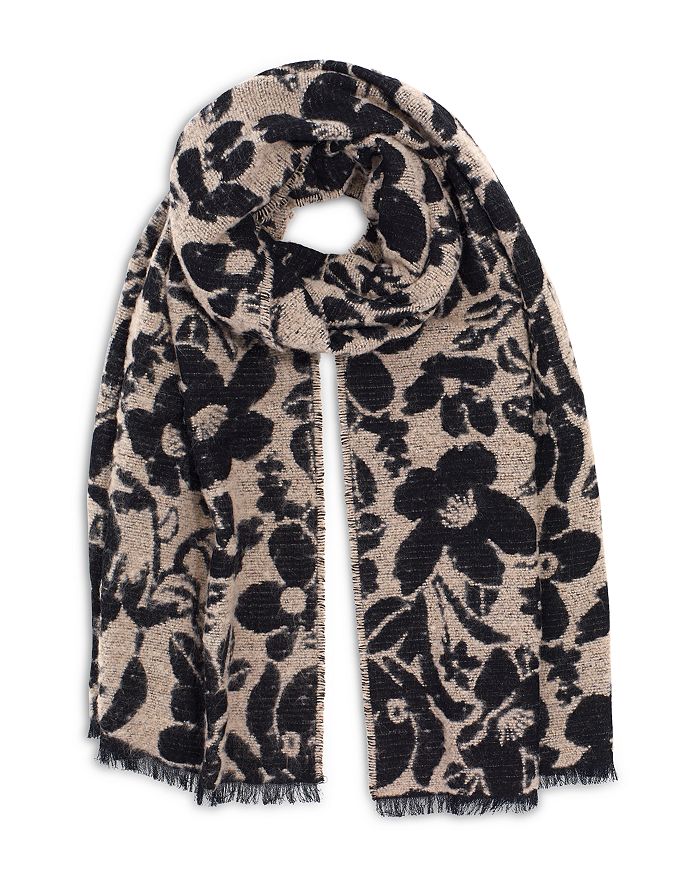 Echo Oversized Boucle Floral Wrap In Oatmeal