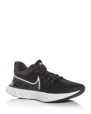 Nike Men's React Infinity Flyknit Low Top Running Sneakers In Black/white/gray