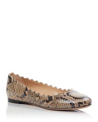Chloé Women's Lauren Ballet Flats In Dark Greige Snakeskin