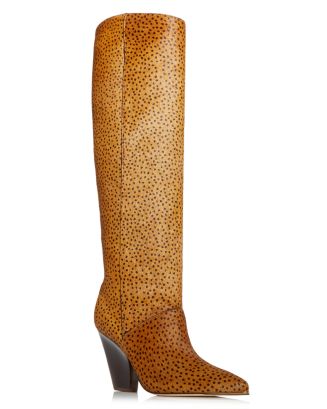 Tory Burch Women's Lila Leopard Print Calf Hair High Heel Boots |  Bloomingdale's