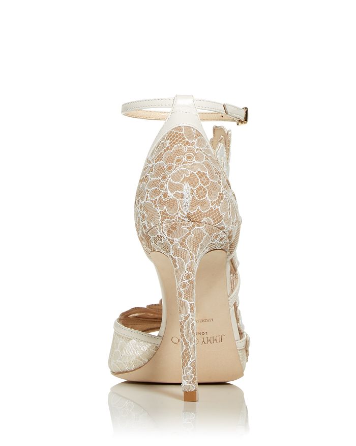 JIMMY CHOO WOMEN'S LUCELE 100 FLORAL ANKLE STRAP HIGH HEEL PUMPS