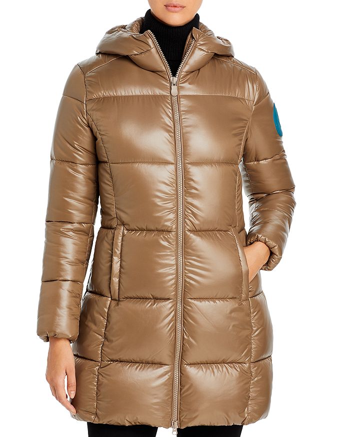 Save The Duck Luck Hooded Puffer Coat In Coffee
