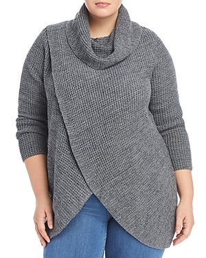 SINGLE THREAD SIZE CROSS FRONT COWL NECK SWEATER,WD527373ST