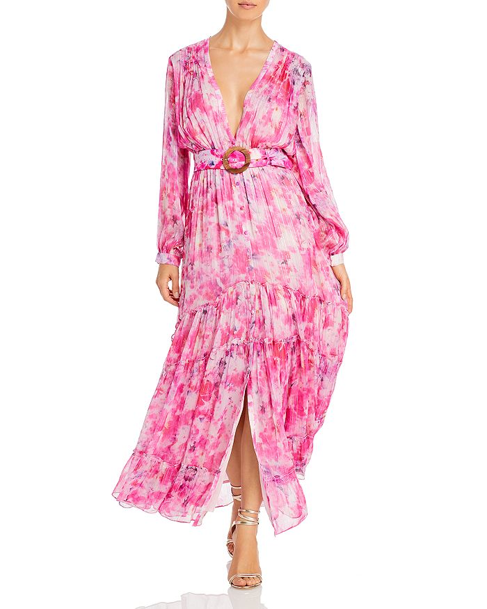 Rococo Sand Belted Floral Chiffon Maxi Dress | Bloomingdale's