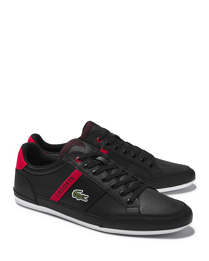 Lacoste Men's Chaymon Lace Up Sneakers In Black/red