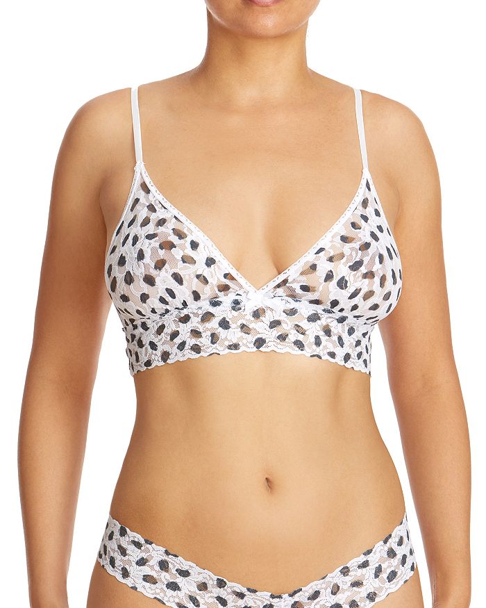 Hanky Panky Spot Triangle Bralette In White/black