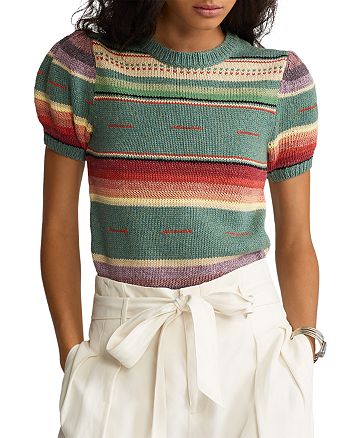 Ralph Lauren Striped Short Sleeve Sweater | Bloomingdale's