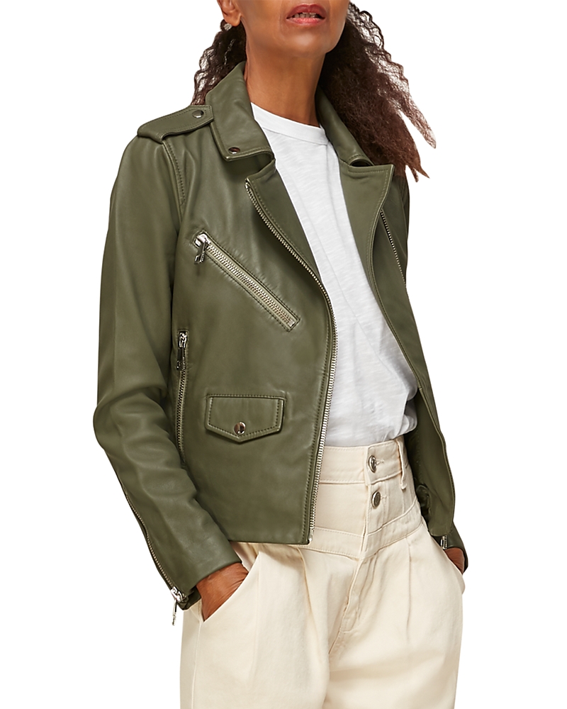 Whistles Agnes Pocket Leather Biker Jacket