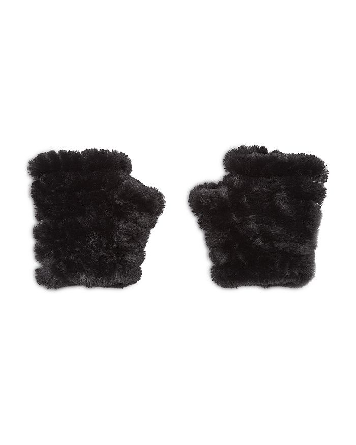 Jocelyn Mandy Faux Fur Fingerless Gloves In Black
