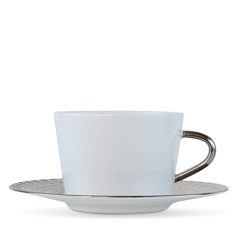 Bernardaud Twist Platinum Tea Cup - Exclusive In White/platinum