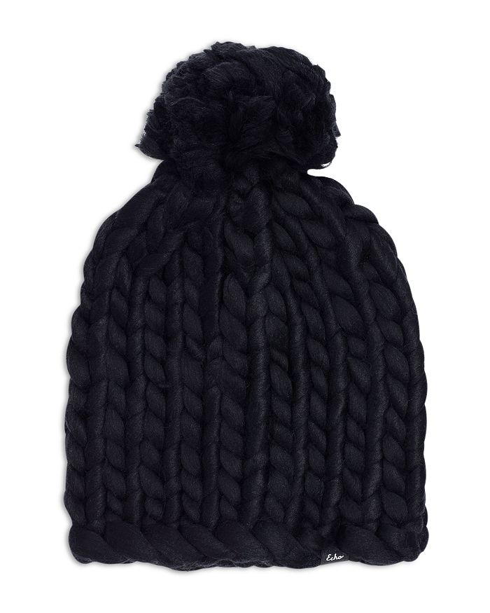 Echo Asiatic Raccoon Fur Pom-pom Cable-knit Beanie - 100% Exclusive In  Black