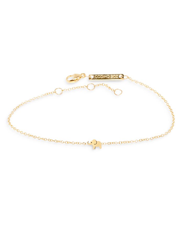 Zoë Chicco 14k Yellow Gold Itty Bitty Elephant Chain Bracelet In Yellow Gold