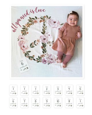 Lulujo All You Need Is Love Photo Blanket & Monthly Card Set - Baby
