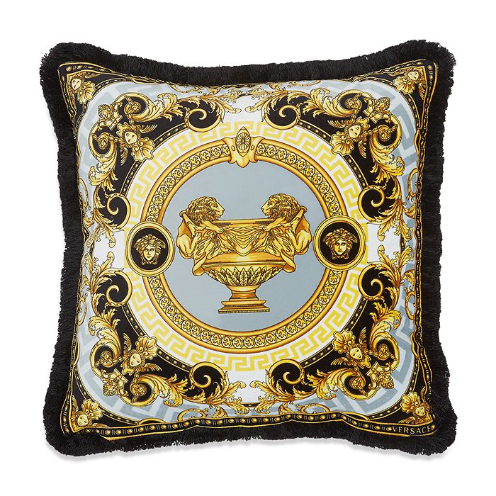 Shop Versace Le Vase Baroque Silk Decorative Pillow, 18 X 18 In Black/gray
