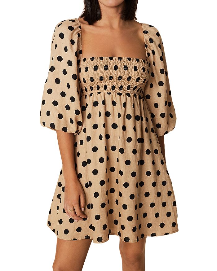 Faithfull the Brand Dallia Linen Puff Sleeve Mini Dress | Bloomingdale's