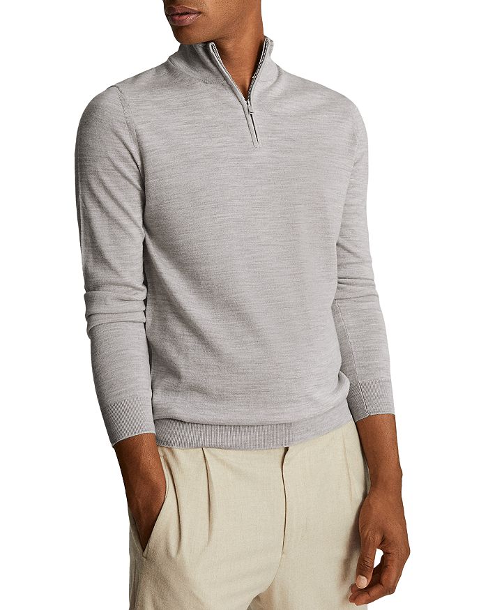 Reiss Blackhall Wool Quarter Zip Sweater In Putty Mouline