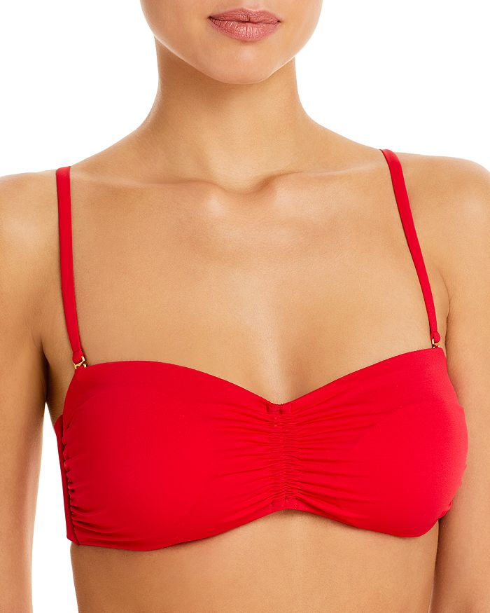 Vilebrequin Solid Shirred Bikini Top In Bright Red