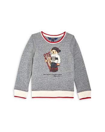 Ralph Lauren Girls' Holiday Polo Bear Sweatshirt - Little Kid ...