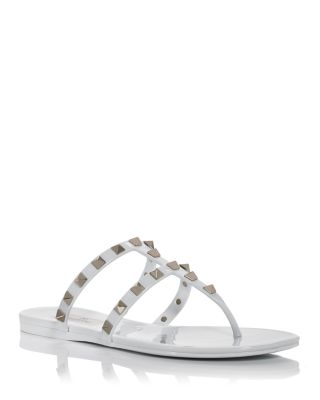Valentino Summer Rockstud Pvc Thong Sandal In White