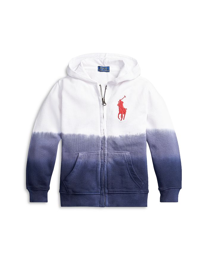 Ralph Lauren Polo  Boys' Dip Dyed Cotton Terry Zip Hoodie - Little Kid In White