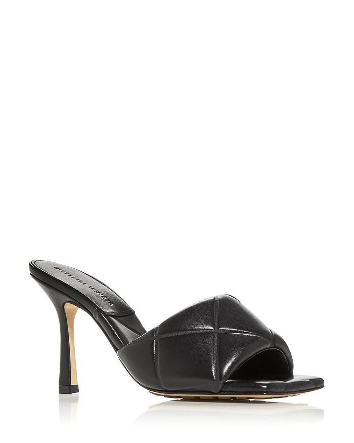 BOTTEGA VENETA WOMEN'S QUILTED HIGH HEEL SLIDE SANDALS,639943VBP30