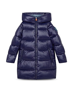 Save The Duck Girls' Hooded Puffer Coat - Little Kid, Big Kid In Evening Blue