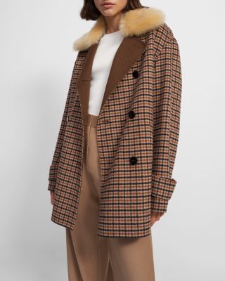 Theory Dorado Faux Fur Collar Peacoat | Bloomingdale's