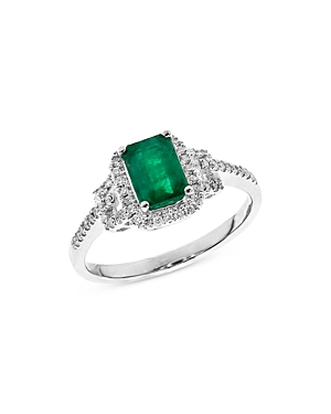 Bloomingdale's Emerald & Diamond Halo Ring in 14K White Gold - 100% Exclusive
