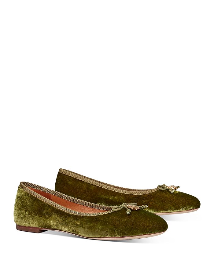 Tory Burch Women's Tory Charm Ballet Flats In Olive/olive