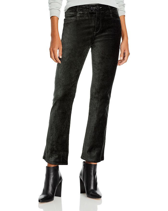 PAIGE Claudine Velvet Double Button Flare Leg Ankle Jeans in Dark ...