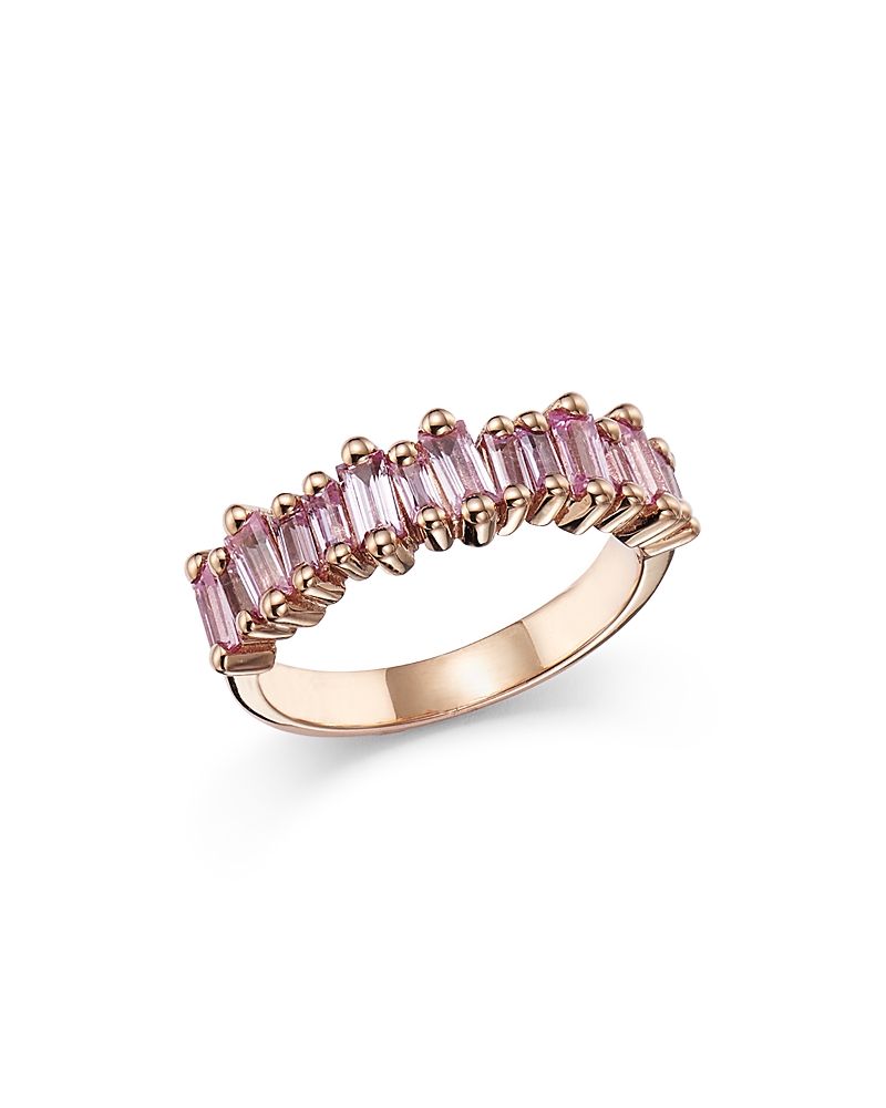 Suzanne Kalan 18k Rose Gold Pink Sapphire Baguette Band In Rose Gold