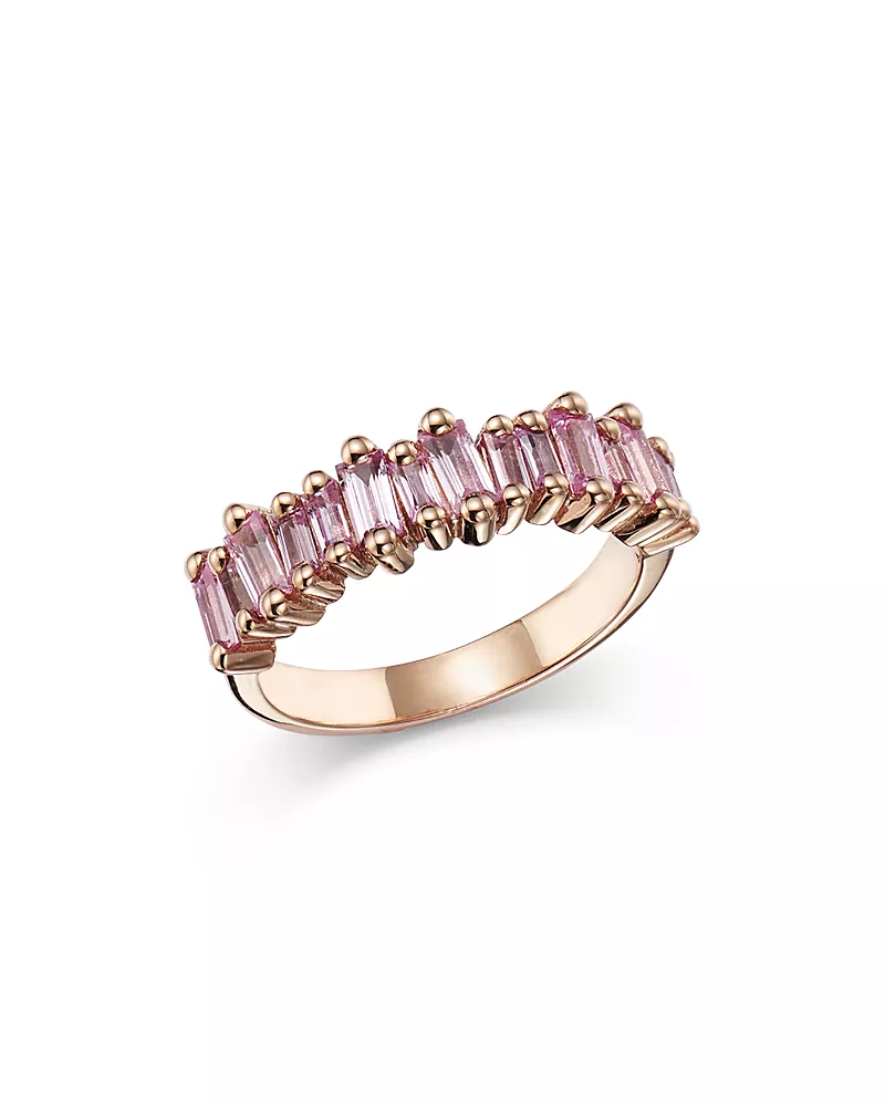 Suzanne Kalan 18K Rose Gold Pink Sapphire Baguette Band