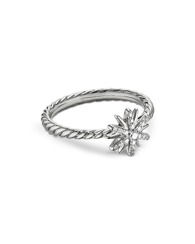 David Yurman Sterling Silver Petite Starburst Station Ring with Diamonds