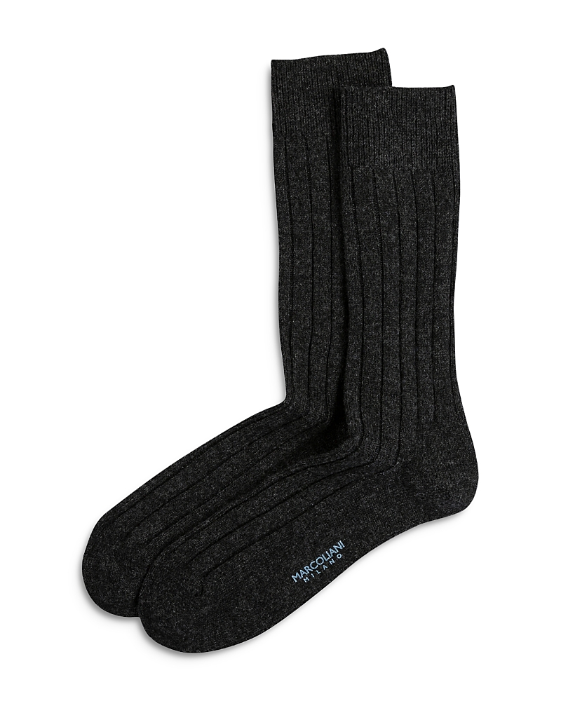 Marcoliani Ribbed Dress Socks In Charcoal